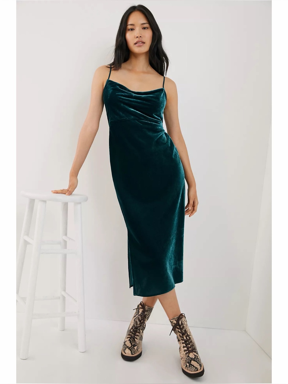 By Anthropologie Elyse Velvet Bias Slip Dress